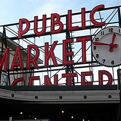 Public Market Center sign in Seattle, WA