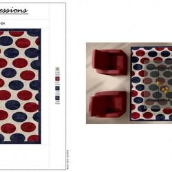 Samples of polka dots used in custom rugs with Mafi International